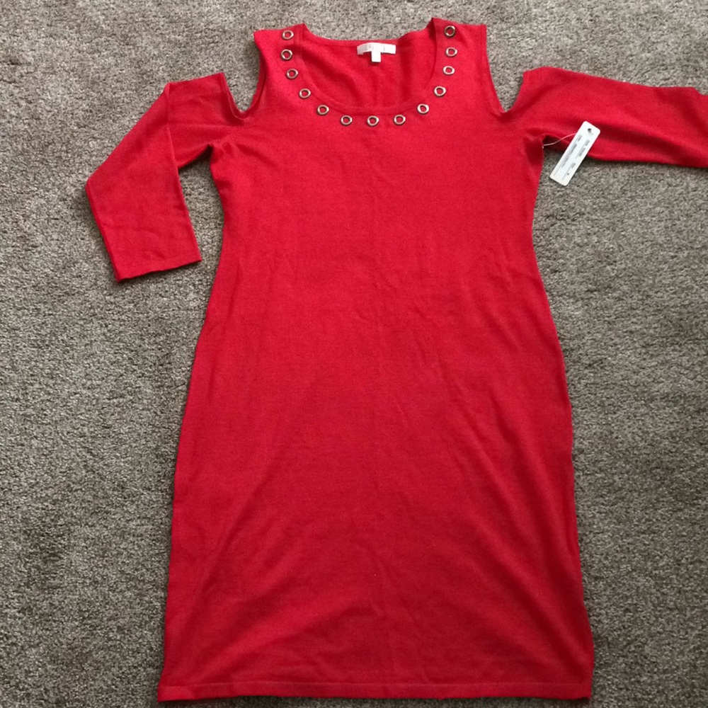Cold shoulder sweater dress